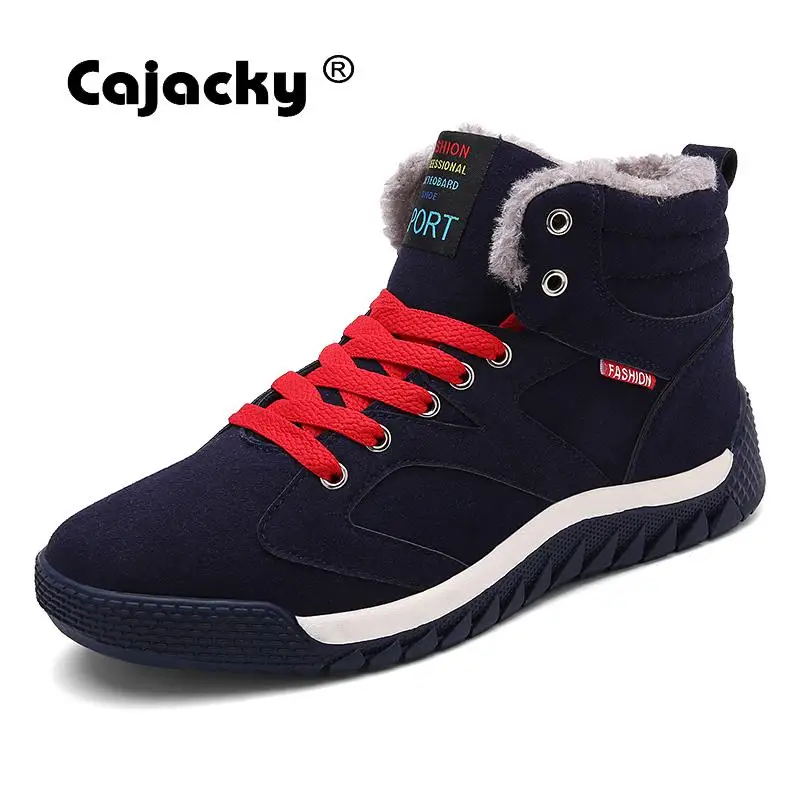 Cajacky/мужские зимние ботинки с плюшем; Зимние ботильоны; мужские модные высокие кроссовки; Прочные мужские ботинки на резиновой подошве; большие размеры 48-47