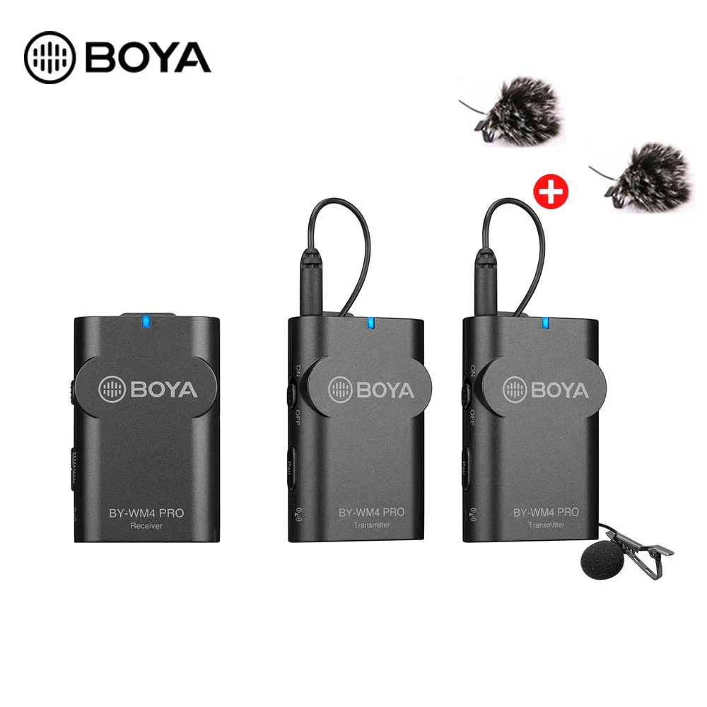 Микрофон петличный BOYA BY-WM4 Pro K2 беспроводной 2 4 ГГц диапазон 60 м для смартфонов DSLR