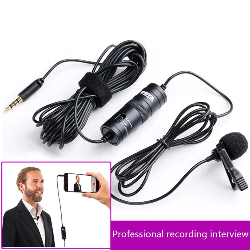 Lavalier Microphone Collar Clip-on Portable Wired Neck Mic With 6 Meter Cable For Live Broadcasting Interview
