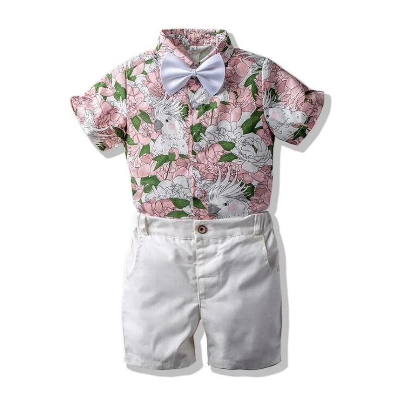 

Shirts + Shorts Boys Sets Summer Beach Suits Kids European Gentleman Style Childrens Clothing High Qualtiy Clothes Promotion