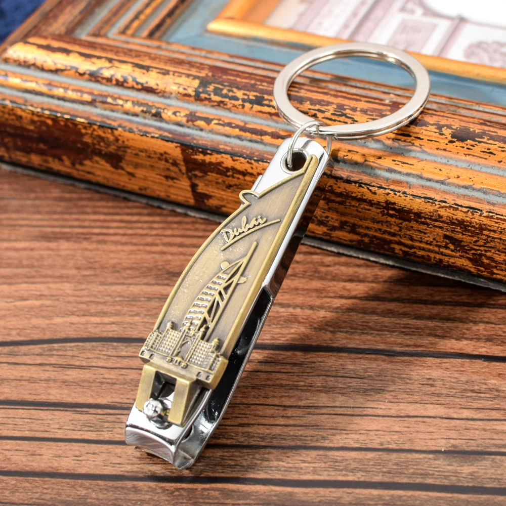 01 Vicney Gold Dubai Sailing Hotel Nail Clipper Key Chain Bottle Opener Keychain Dubai Jumeirah Mosque Travel Souvenir Bag Keyring - Цвет: 01