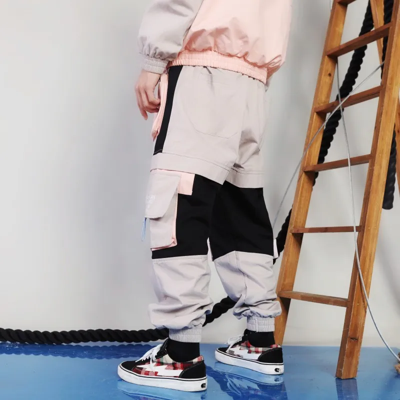 Men Cargo Pant Streetwear Color Block Hip Hip Harajuku Harem Pant Pockets Japan Style Baggy Pant Joggers Hipster Trousers