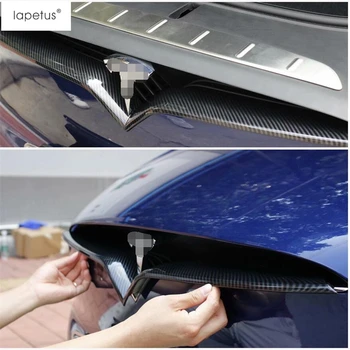 

Lapetus Accessories For Tesla Model X 2017 - 2020 ABS Front Hood Bonnet Grille Grill Bumper Molding Cover Kit Trim Carbon Fiber