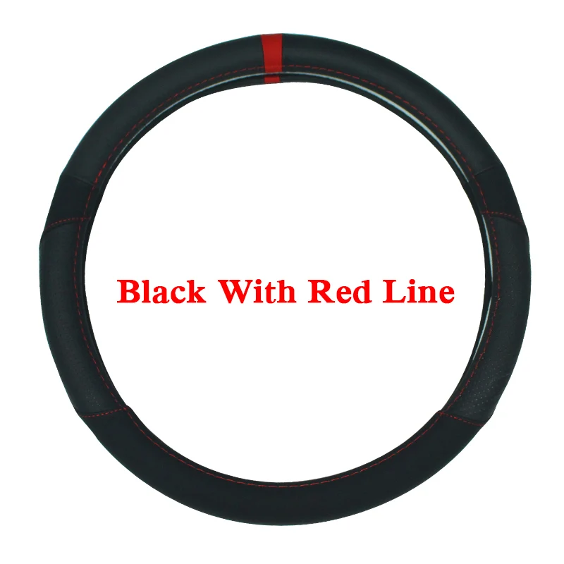 Black Red Line Автомобильный Стайлинг для Toyota Corolla E190 E200 E210-Н. В., кожаный чехол на руль, аксессуары для интерьера - Название цвета: Black Red Line