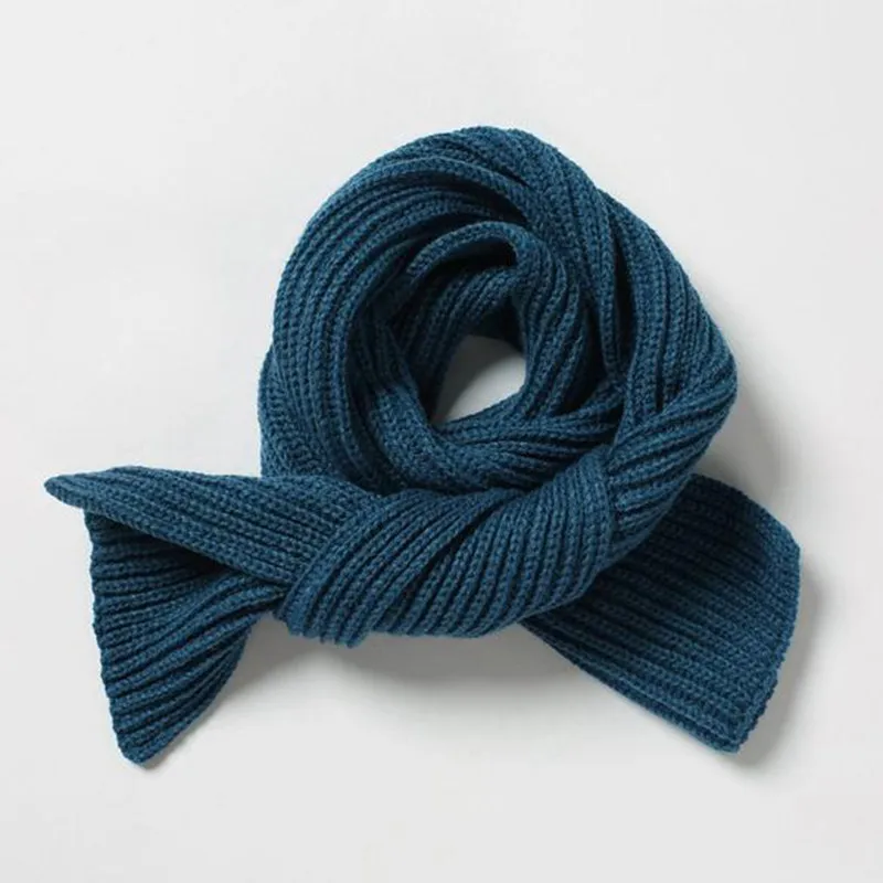 YELITE criandas meninos meninas cachecol de malha fibra acrilica cor sólida engrossado inverno pescocos mais quente xale letras - Цвет: Тёмно-синий
