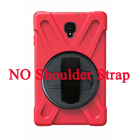Красный Case For Samsung Galaxy Tab A 10.5 SM-T590 T595 T597,Rotating kickstand/Hand Strap Heavy Duty Full Body Protective Cover - Цвет: Красный