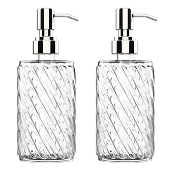 

NEW-Hand Soap Dispenser - Glass Dish Soap Dispenser -Perfect for Kitchen Dishsoap, Bathroom Soap, Lotions or Oils