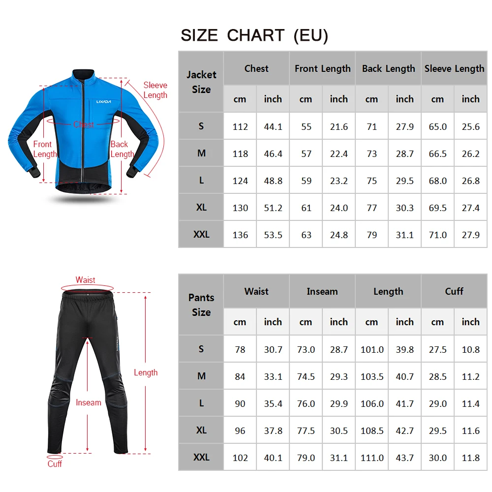 

Hot New Men Winter Cycling Clothing Set Waterproof Windproof Thermal Fleece Bike Riding Jacket and Pants Sportswear