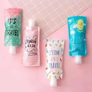 

100ml Liquid Dispensing Bag Travel Lotion Bag Folding Refillable Liquid Emulsion Storage Bag Cartoon Makeup Organizer Container
