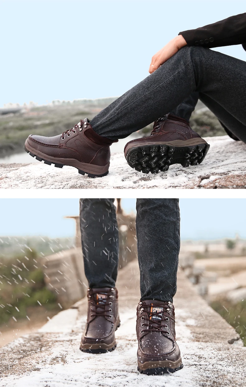Мужская обувь; мужские ботинки; теплые зимние ботинки из натуральной кожи; Плюшевые повседневные мужские ботинки в байкерском стиле; botas hombre; зимние рабочие ботинки; большие размеры