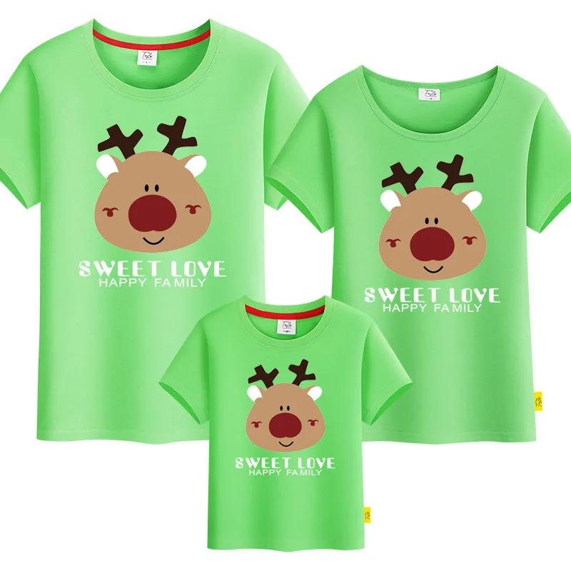 Комплект одинаковой одежды для пар; семейная Рождественская футболка с оленем для папы и сына; праздничный костюм для мамы и дочки; Famimily Look