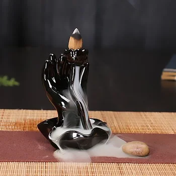 

ERMAKOVA Ceramic Censer Backflow Waterfall Incense Holder Burner Incense Stick Holder Home Decoration Aromatherapy Ornament Gift