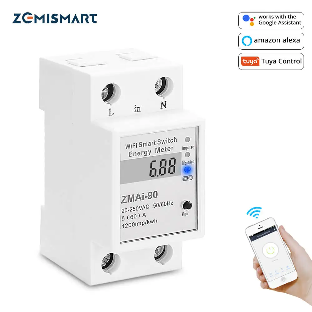 Zemismart Tuya Digital Electric Energy Meter WiFi Relay Smart Life APP Control Smart Home Timer Remote Control