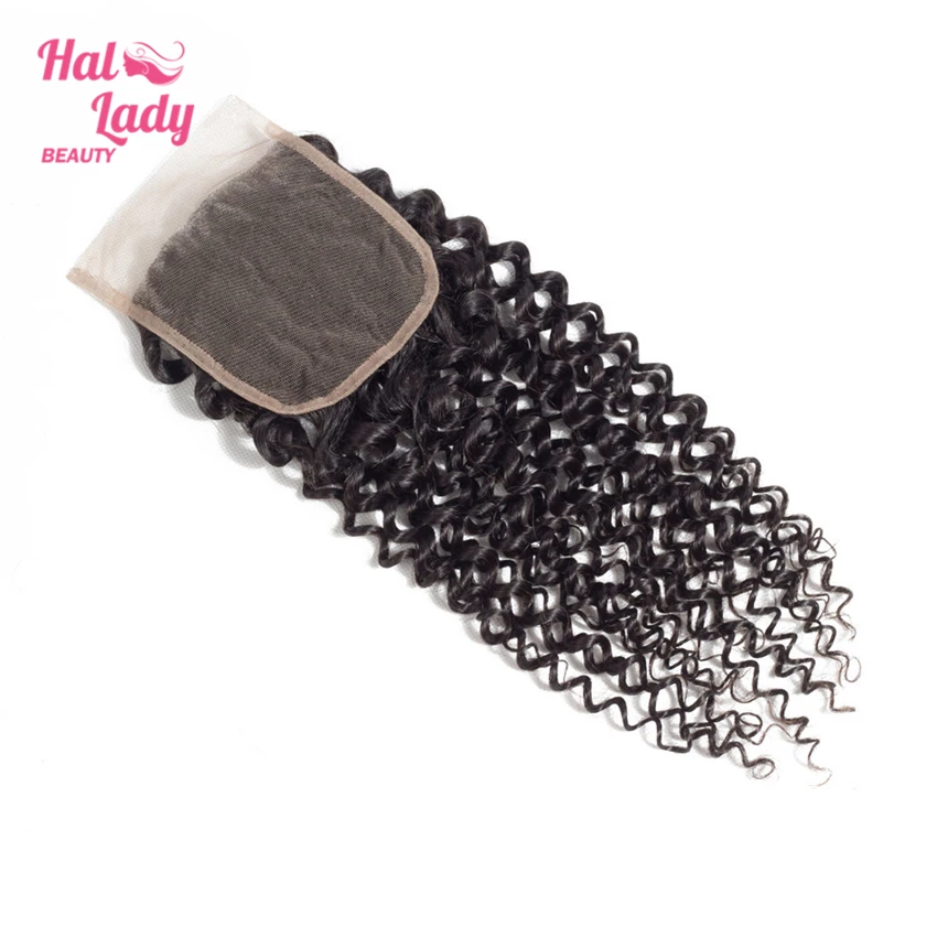 Jerry Curly Brazilian Human Hair Closure 4x4 PrePlucked Free Middle Part Lace Closure with Baby Hair Non-Remy