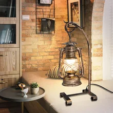 Artpad American Vintage Candle Table Light with Plug Old Design Kerosene Lamp Table Nightstand Lighting for
