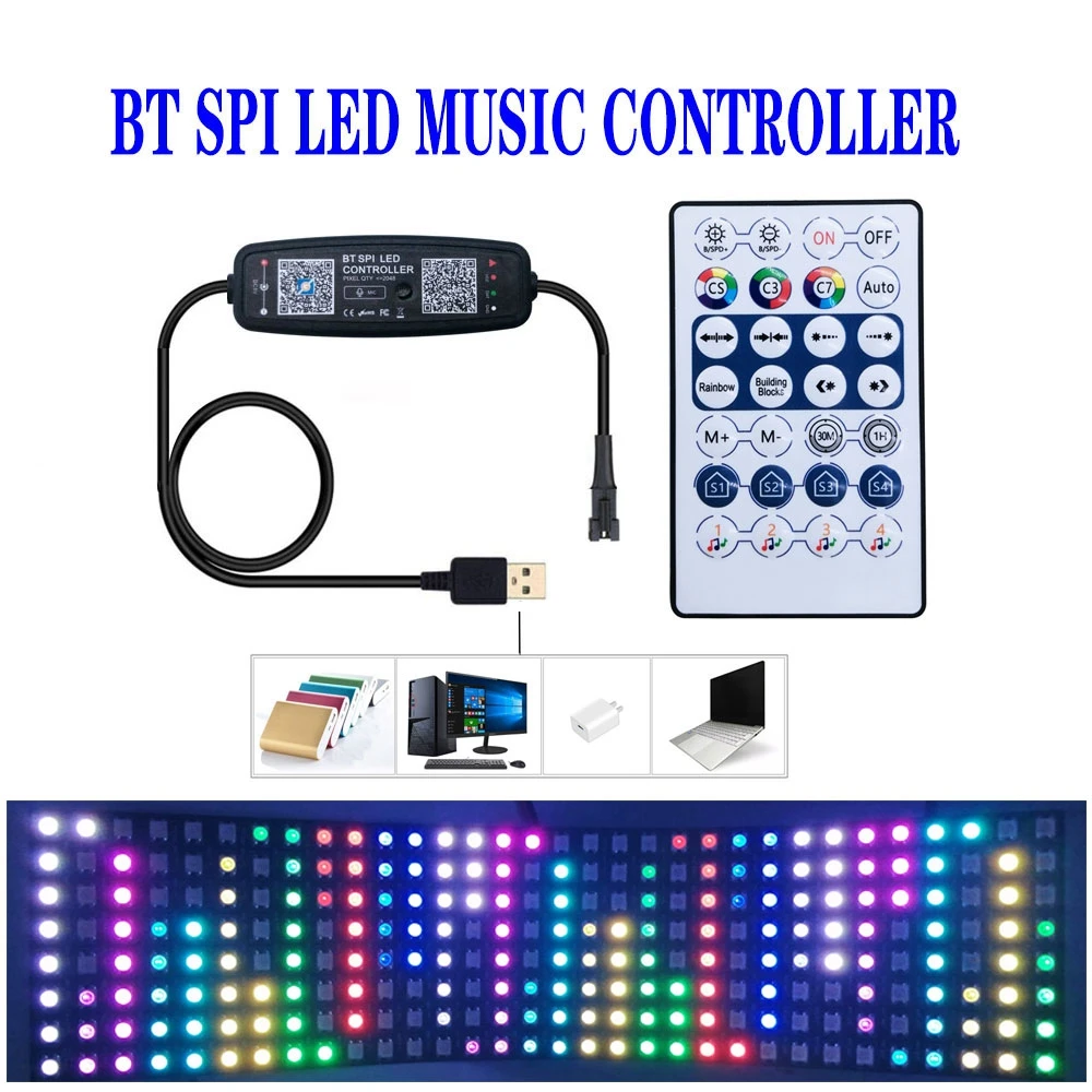 WS2812B LED Pixels Music Controller 28Keys Remote Bluetooth With MIC For WS2812 SK6812 Etc Addressable Strip Light | Освещение