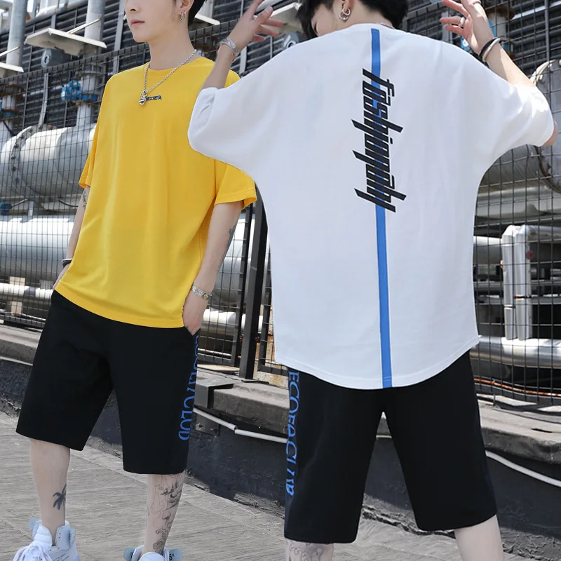 

Men Sports Leisure Suit Casual Sports Running Trend Students Short Sleeve Men's Casual Shorts Set Three-Color-