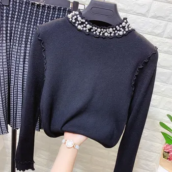 

Beaded Turtleneck Sweater Women Long-Sleeve Pullover Stretch Sweater Women's Fall and Winter Clothes Sweaters Pull Femme