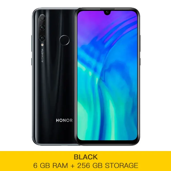 Honor 20i мобильный телефон Kirin 710 4 Гб 6 ГБ ОЗУ 64 Гб 128 ГБ 256 Гб ПЗУ Android 9,0 4G LTE 6,21 ''экран 32,0 МП распознавание лица - Цвет: 6G 256G Black