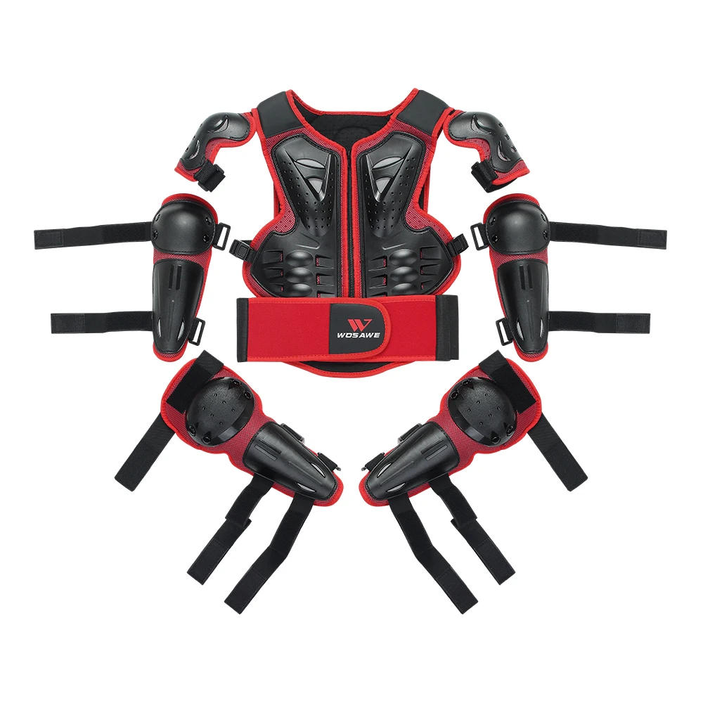 Tsieva Kids Protective Gear 5 in 1 Kids Armor Suit Vest Chest Dirt Bike Spine Protector Knee and Elbow Pads with Wrist Guards for Skating Cycling Bike Rollerblading Scooter
