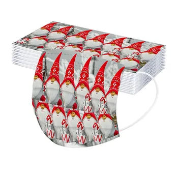 

50/100PC Adult Universal Disposable Face Mask 3Ply Santa Claus Funny Printed Face Mouth Cover Non-Woven Meltblown Fabric Masks