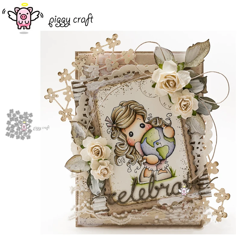 

Piggy Craft metal cutting dies cut die mold Flower group decoration Scrapbook paper craft knife mould blade punch stencils dies