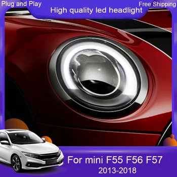 

For Mini F55 F56 F57cooper led headlights All LED head lamp Angel eye led DRL+turn signal front light Bi-Xenon Lens Car Styling