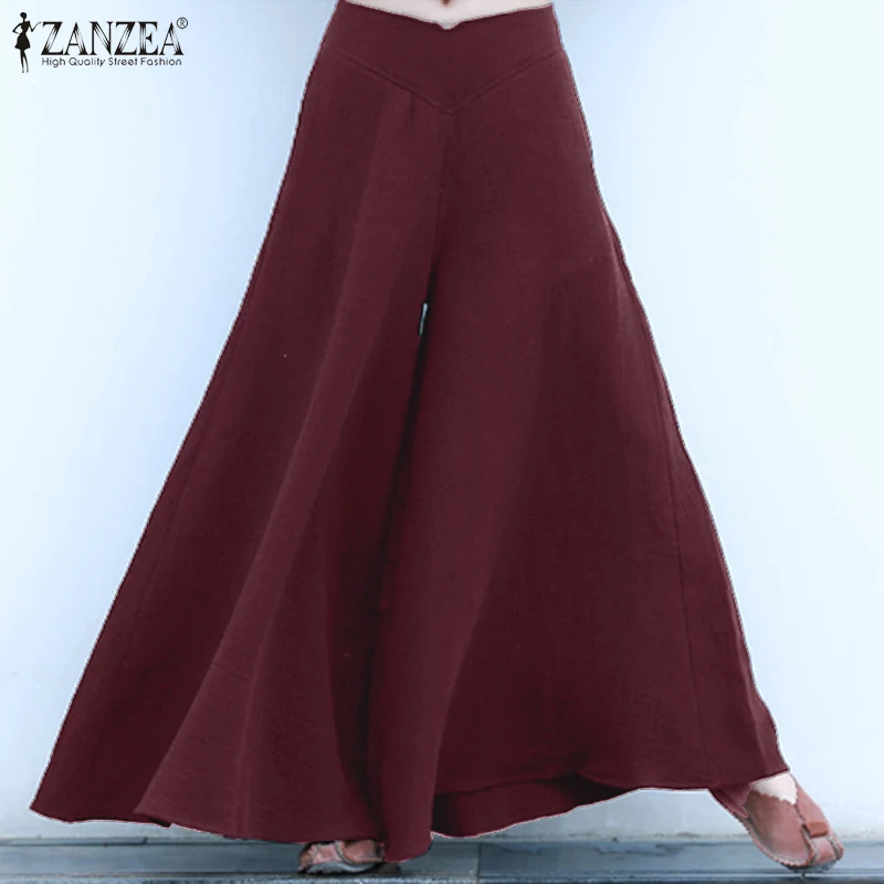 Women's Wide Leg Trousers ZANZEA 2020 Elegant Autumn Pants Casaul Zipper Long Pantalon Palazzo Female Solid Turnip Plus Size 5XL Women's Wide Leg Trousers ZANZEA 2020 Elegant Autumn Pants Casaul Zipper Long Pantalon Palazzo Female Solid Turnip Plus Size 5XL