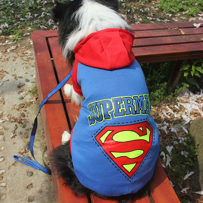 

3XL-9XL Dog Clothes Superman Large Dogs Hoodie Coat Cotton Sportswear Jacket Pet Clothes For Labrador Retriever