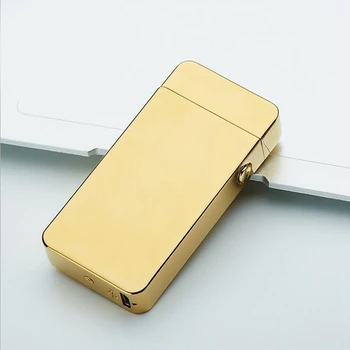 

New New USB Rechargeable Lighter Flameless Electronic Windproof Dual Pulse Arc Cigarette Lighter gold