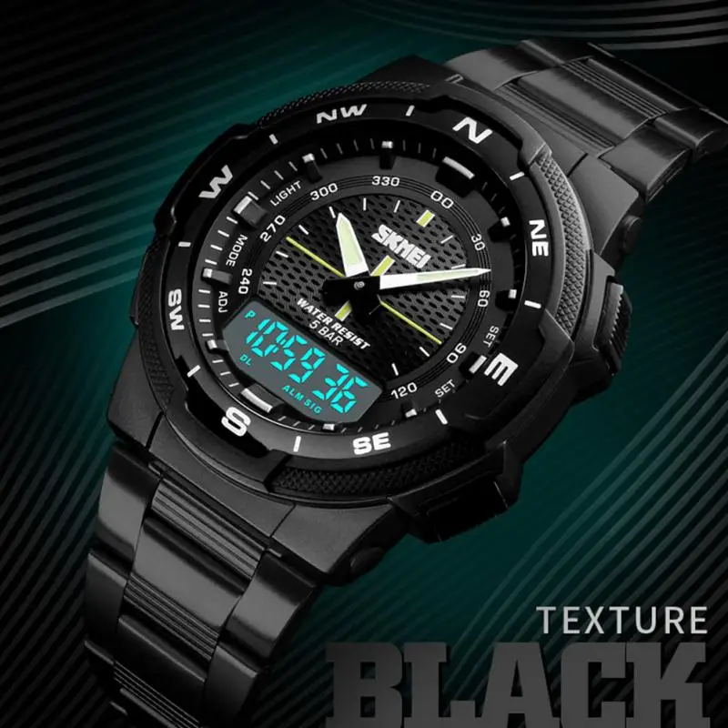 Деловые мужские часы, указка, цифровые электронные кварцевые спортивные часы, наручные часы, поддержка 50 м, водонепроницаемые, с сигналом обратного отсчета, светящиеся