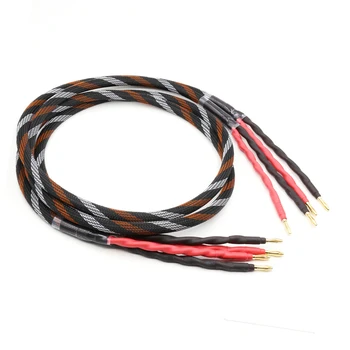 

Pair 4N oxygen-free copper hifi speaker cable, audio wire, professional hifi loudspeaker wire, banana Y plug speaker cable