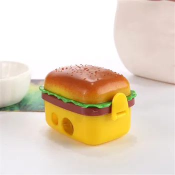 

1pc Cute Hamburgar Pencil Sharpener with Two Erasers Manual Pencil Kawaii Stationery Cutter Kids School Desk Office Supplies