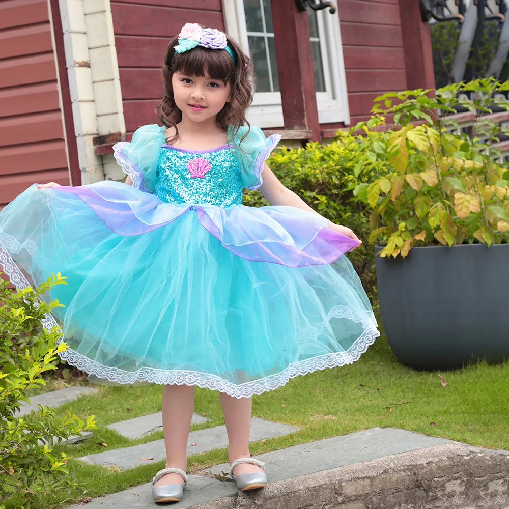 Vestidos de la Sirenita Ariel para niñas, disfraz de fiesta de cumpleaños,  disfraz de sirena para graduación, verano, 2023 _ - AliExpress Mobile