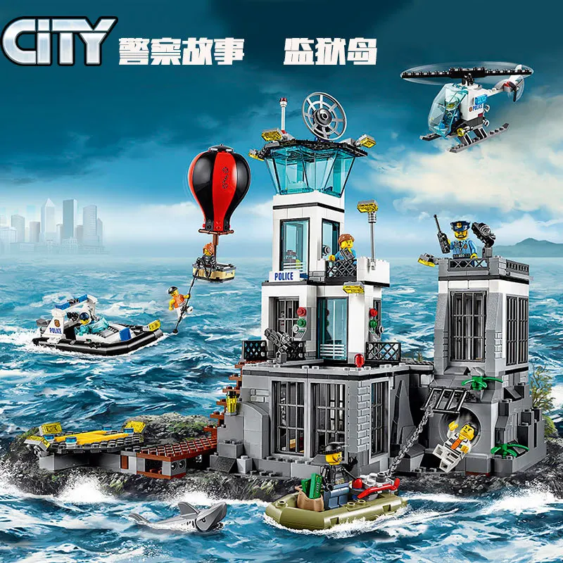 

Models Building Toy Compatible with Legoinglys City Series 60130 815pcs Building Blocks The Prison Island Toys & Hobbies Gift