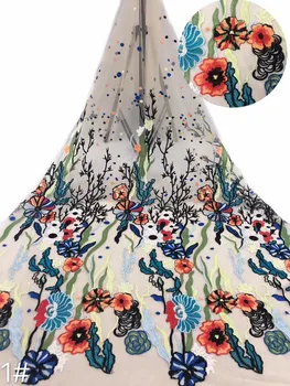 

2020 high quality big flower flat embroidery / French tulle lace fashion skirt design fabric 5 yards