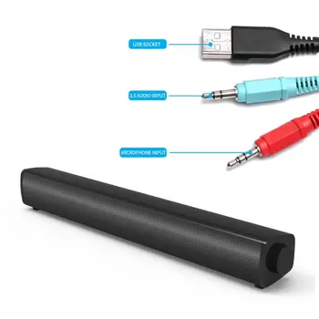 

Universal 3.5mm Computer Spearkers USB Powered Sound Bar Speaker With Mic for Desktop PC Laptop Mobile Phone Tablet MP3 MP4
