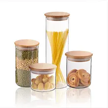 В нескольких спецификациях, Бамбуковая крышка, герметичная стеклянная банка, герметичный контейнер для еды, чай, лимон, злаки, кухонный резервуар для хранения
