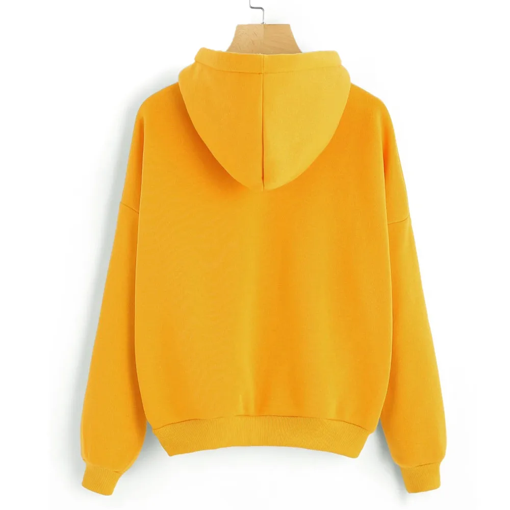 Jaycosin Womens Finger Heart Pattern Print Long Sleeve Hoodie Sweatshirt Chic Casual Solid Unique Attractive Top Blouse