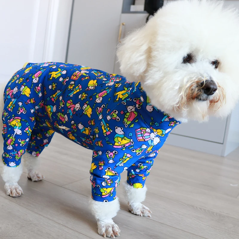 Hond Jumpsuit Puppy Kleding Dunne Gedrukt 100% Katoen Overalls Buik Pyjama Voor Kleine Honden Chihuahua Poedel Sweatshirt|Jumpsuits & Rompers| AliExpress