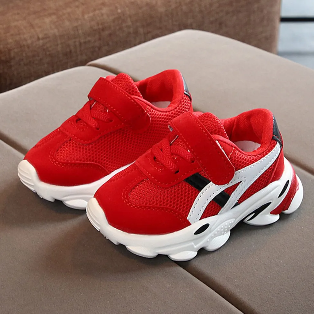 Детские кроссовки из ПУ кожи дышащие мягкая подошва спортивная обувь для