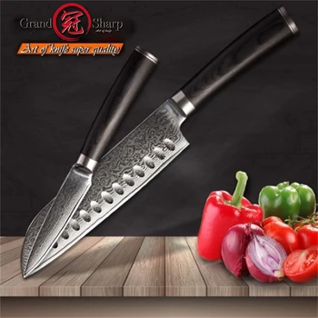 

GRANDSHARP Kitchen Knives Sets 2 Pcs Santoku Paring Knife Set vg10 Japanese Damascus Steel Chef Knives 67 lauyers Cooking Tools