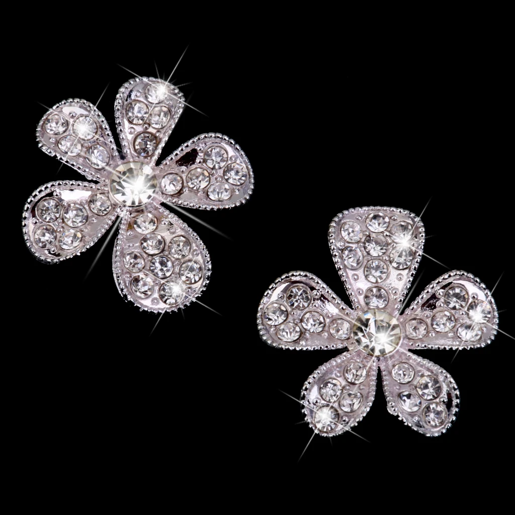 10pcs Flower Crystal Diamante Buttons Flatback Embellishments for DIY Craft