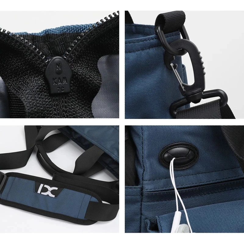 Weysfor Men Shoulder Messenger Bag Headphone Hole Waterproof Crossbody Bag Nylon Travel Handbag Large Capacity Storage Work Bags