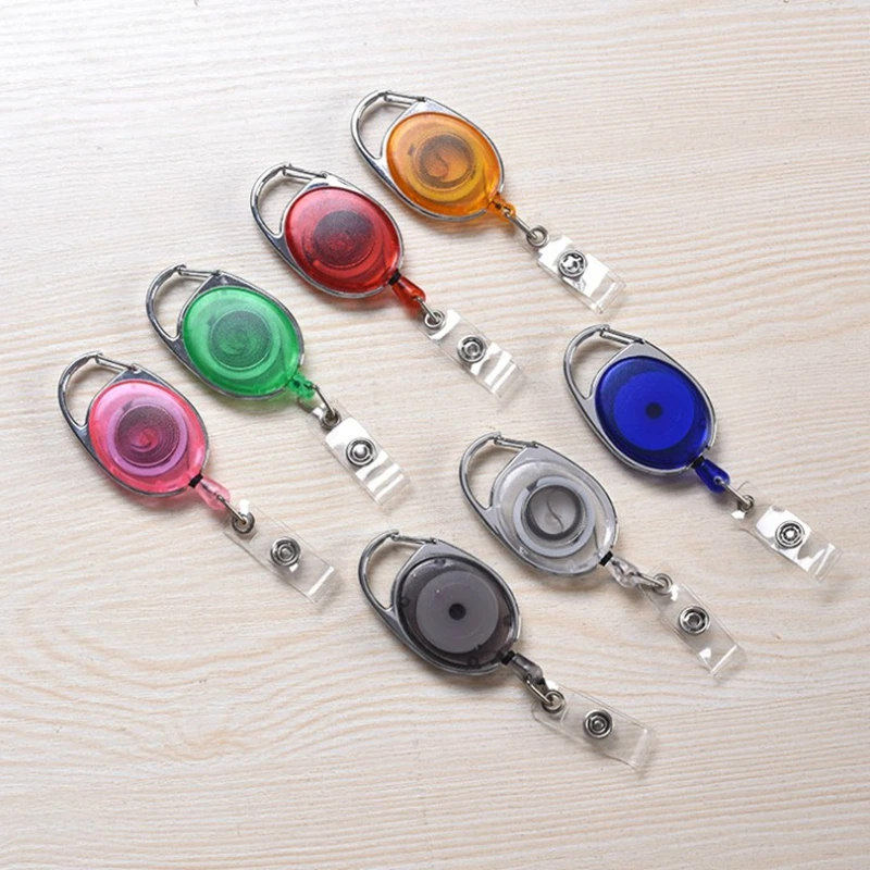 1pc Plastic Keychain Clip Retractable Badge Reel for Work Card Holder ID Employee's Lanyard Rope Office Supplies | Канцтовары для