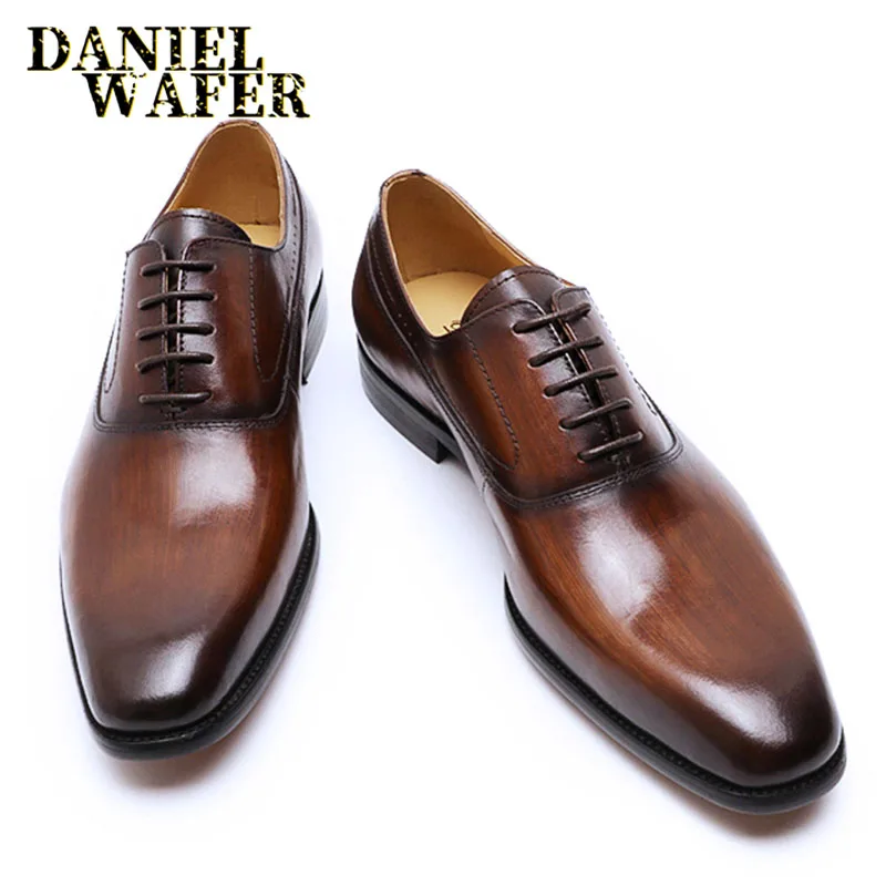 Men Shoes Lace Up Coffee Brown 