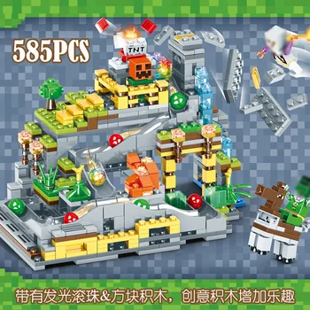 

585pcs My World Track Ball Building Blocks With the Lights Compatibility Duplo Brick Block Minecrafting Toys Gift for Kid