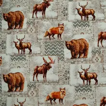 1 ярд патч, животное, медведь, олень и волк напечатанная ткань с черепами(ширина = 108 см