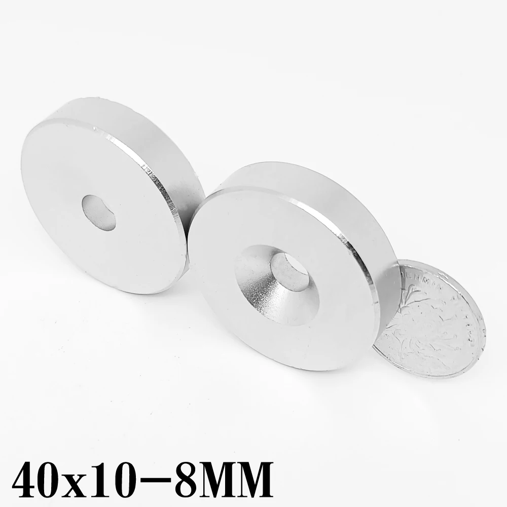 1/2/5/10PCS 40×10-8 Countersunk Cylinder Rare Earth Magnet 40*10 Hole 8mm Round Search Magnet Strong N35 40×10-8mm 40*10-8