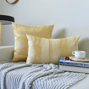 

European Luxury Yellow Cushion Cover Jacquard Striped Pillowcase 45*45 Throw Pillow Covers Home Decorative Pillows For Sofa Seat